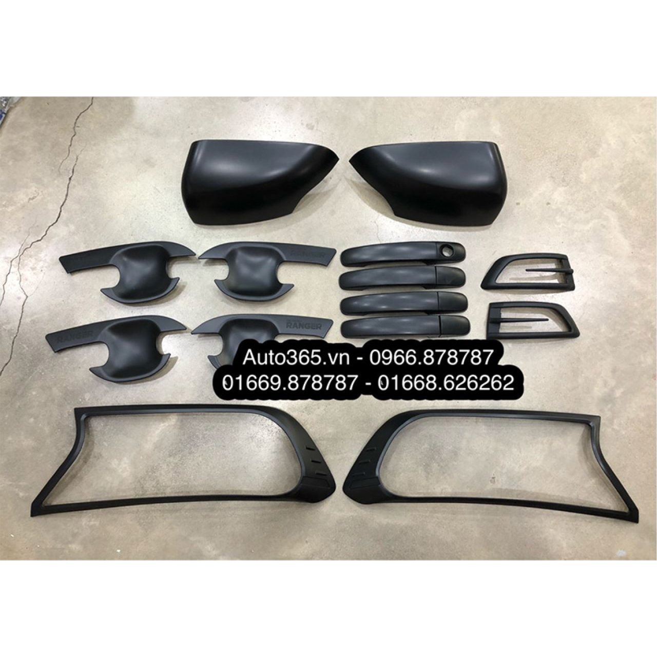 TRỌN BỘ ỐP TRANG TRÍ PHỤ KIỆN ĐEN TRƠN CHO FORD RANGER - Hình 1